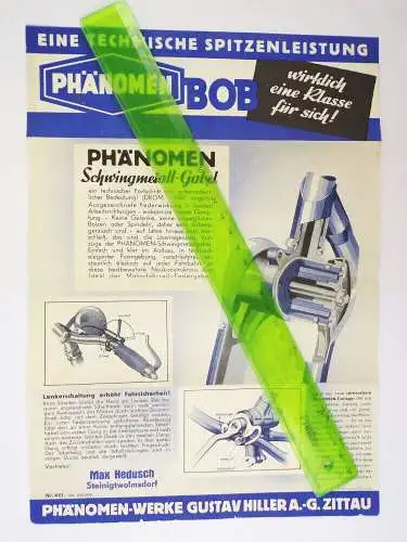 Reklame Flyer Phänomen Bob Motorrad um 1935 motorcycle Druck