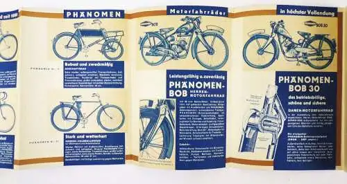 Phänomen Fahrrad Prospekt 1938 Bob Motorrad Oldtimer