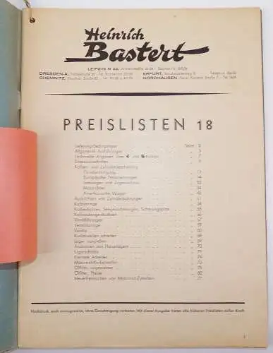 Alter Kfz Katalog Kolben Zylinder Heinrich Bastert Dresden 1930 er Oldtimer