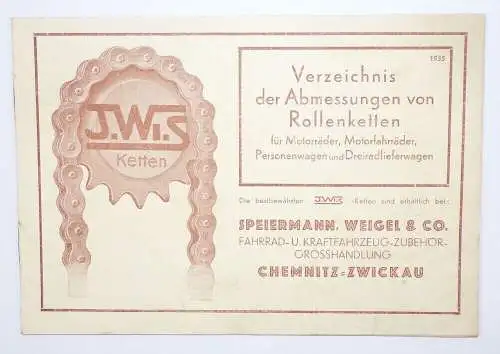 Verzeichnis Abmessung von Rollketten Speiermann Weigel Co Chemnitz Motorradkette