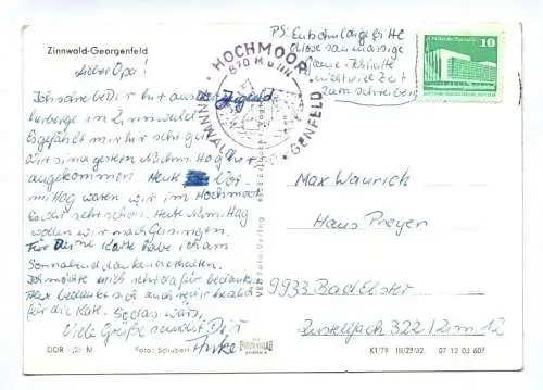 DDR Ak Zinnwald Georgenfeld 1979 HO Cafe Moorhütte