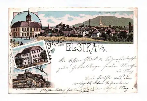 Litho Ak Gruss aus Elstra 1907 Schloss Rathaus