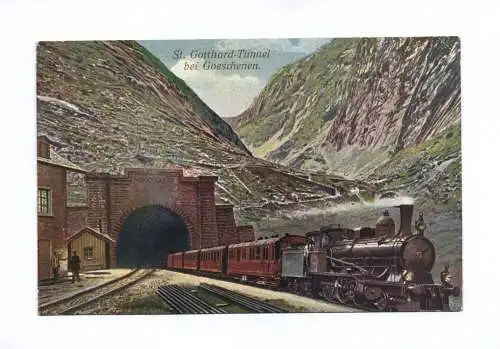 Ak St. Gotthard Tunnel bei Goeschenen Eisenbahn Schweiz