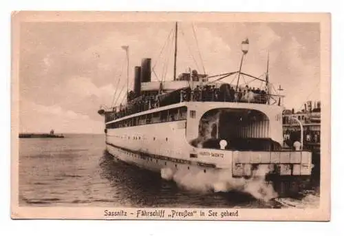 Ak Sassnitz Fährschiff Preußen in See gehend