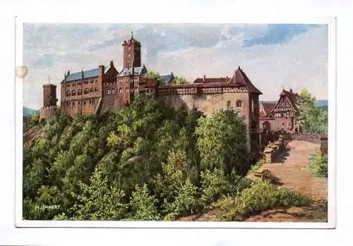 Künstler Ak Eisenach DIe Wartburg von Osten mit Gasthaus