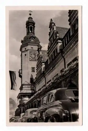 Foto Ak Messestadt Leipzig 1954 Altes Rathaus am Markt Teilansicht