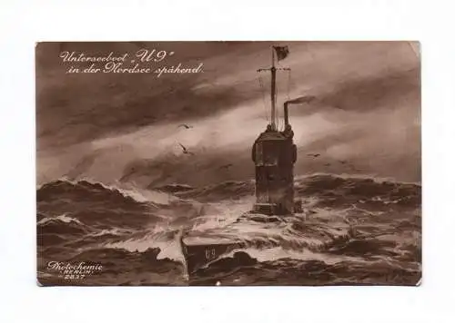 Ak Unterseeboot in der Nordsee spähend Willy Stöwer 1914 Feldpost Uboot 1 Wk