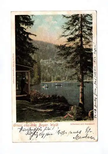 Künstler Ak Gruss aus dem Bayrischen Wald Arbersee mit Seewand 1903