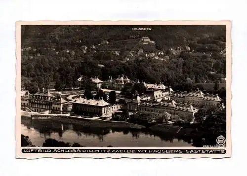 Foto Ak Luftbild Schloss Pillnitz Elbe mit Hausberg Gaststätte 1937