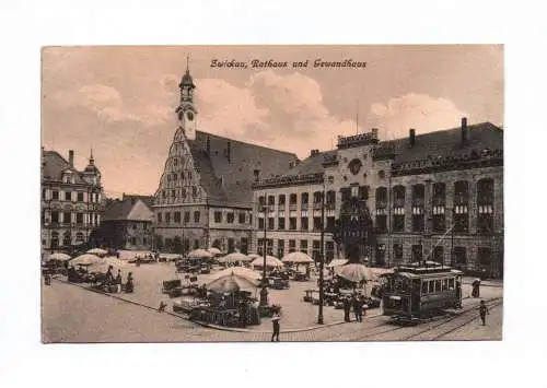 Künstler Ak Zwickau Rathaus und Gewandhaus