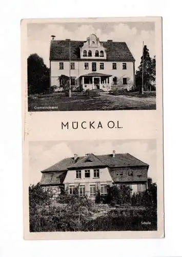 Ak Mücka Oberlausitz Gemeindeamt Schule 1954