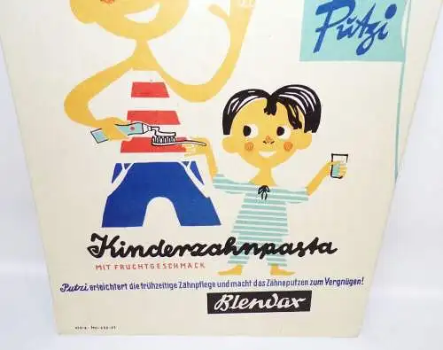 DDR Pappschild Blendax Putzi Zahnpasta Zahnarzt Reklame Aufsteller 1957