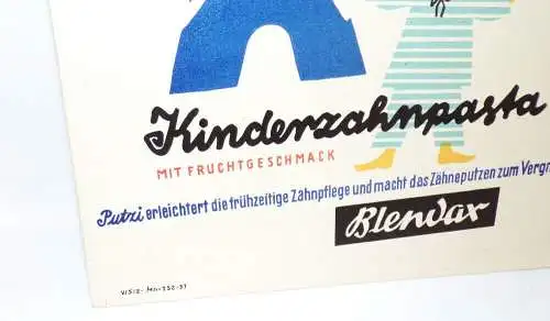 DDR Pappschild Blendax Putzi Zahnpasta Zahnarzt Reklame Aufsteller 1957