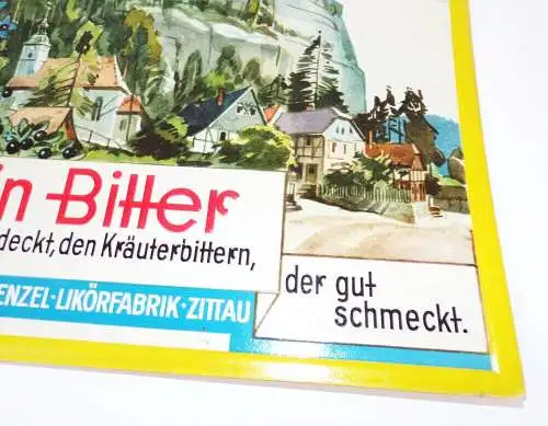 Altes Pappschild Zittau Oybin Bitter Alwin Prenzel Likör Fabrik Sachsen um 1930