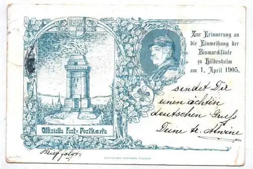 Litho Ak Hildesheim Einweihung Bismarcksäule 1905 Fest Postkarte 