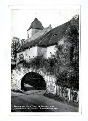 Ak Reichenbach Evangelische Kirche St. Johanniskirche mit östlichen Hussitentor