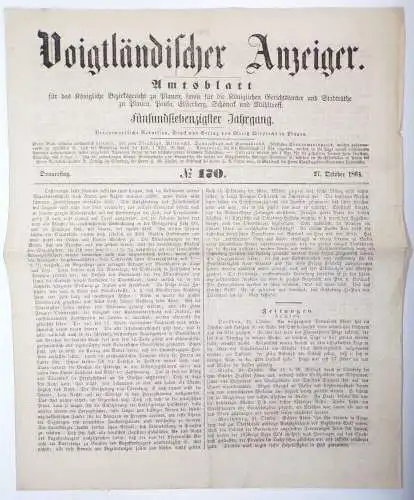 Voigtländischer Anzeiger 1864 No 170 Plauen Zeitung