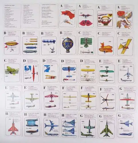 Geschichte der Luftfahrt Lehrquartett für Kinder DDR 1985 Pössneck