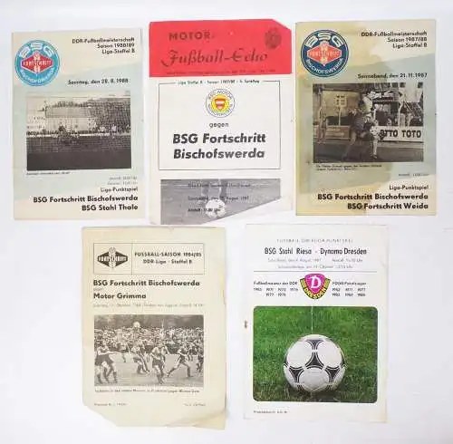 5 x alte Fussball Programme DDR 1984 bis 1989