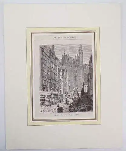 Holzstich Danzig Marienkirche um 1875 Gedansk Polen 