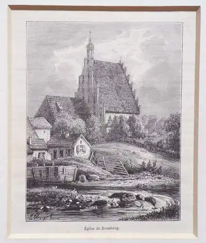 Holzstich Kirche zu Bromberg Westpreussen Malte Brun Paris um 1875