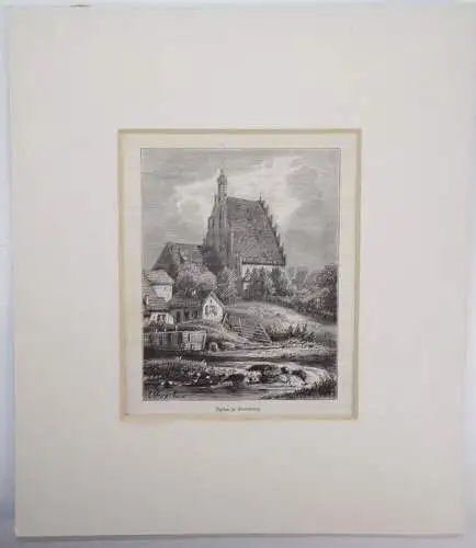 Holzstich Kirche zu Bromberg Westpreussen Malte Brun Paris um 1875