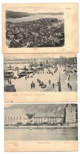 3 x Litho Ak Bergen Norwegen norway um 1910 norge 