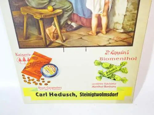 Vintage Pappschild Kaiser Brustcaramellen Kepplers Biomenthol Steinigtwolmsdorf