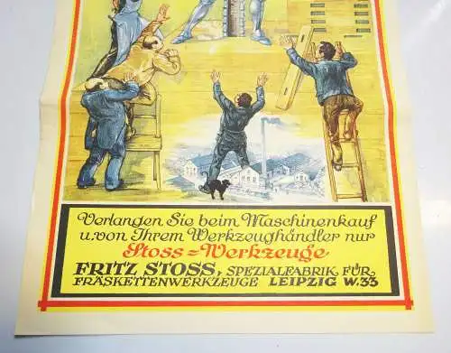 Werbeblatt Kettensäge Fräskettenwerkzeuge Fritz Stoss Leipzig 1930er Deko