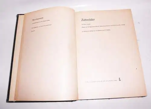 Zahnräder Maschinenteile Band IV 1964 Kurt Zirpke Maschinenbau Buch