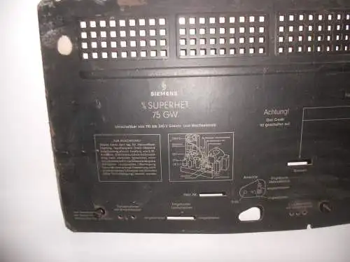 Alte Radio Rückwand Siemens Halske 6/5 Superhet 75 GW 