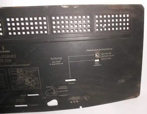 Alte Radio Rückwand Siemens Halske 6/5 Superhet 75 GW 