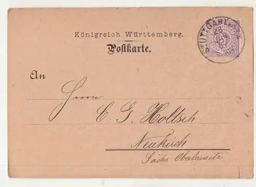 Postkarte Württemberg 1887 Grossmann-Kirchhofer Leinenfabrikate Stuttgart (B7