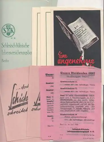 Konvolut Versicherungs Reklame Papiere Schlesisch - Kölnische Lebensversicherung