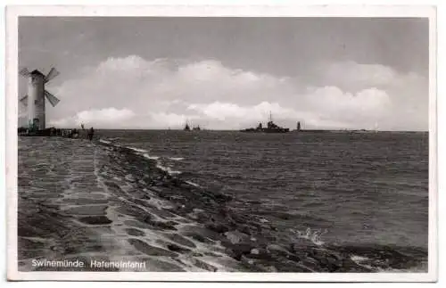 Ak Swinemünde Pommern Hafeneinfahrt Polen 1941