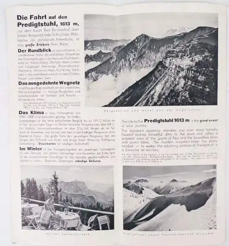 Altes Prospekt Predigtstuhl Bahn Bad Reichenhall Bayern Alpen 1930 er Seilschweb