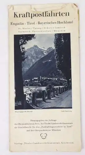 Altes Prospekt Kraftpostfahrten Engadin Tirol Bayerisches Hochland1929 Fahrplan