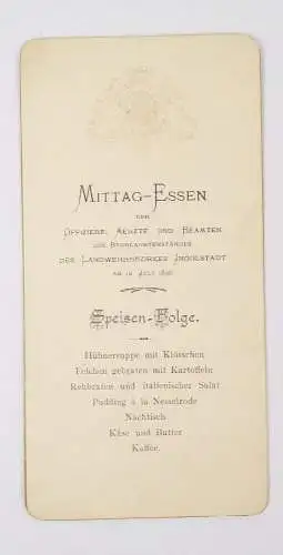 Alte Speisekarte Mittagessen Offiziere Ärzte Beamten Landwehr Bezirk Ingolstadt 