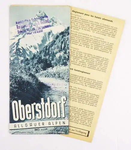 Alter Reise Flyer Oberstdorf Allgäu Alpen 1936 Nebelhornbahn