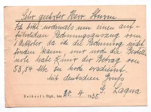 Postkarte Günther Laqua Baumschule und Gartenbaubetrieb Seidorf im Riesengebirge