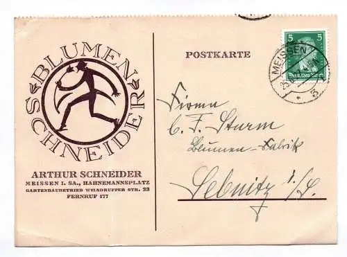 Postkarte Blumen Schneider Arthur Schneider Meissen 1927