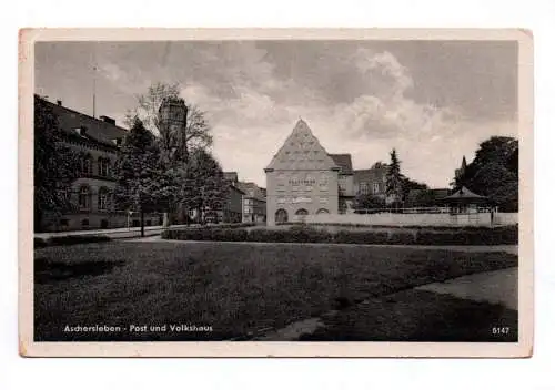 Ak Aschersleben Post und Volkshaus DDR 1953