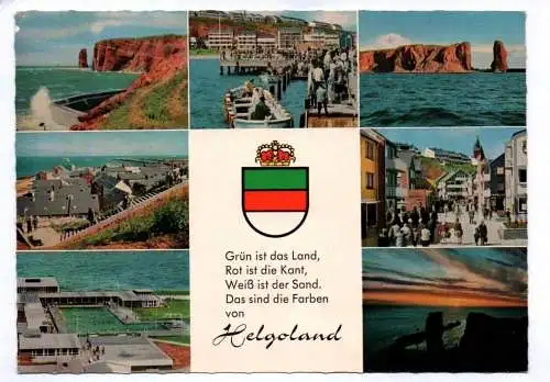 Ak Grün ist das Land, Rot ist die Kant Helgoland Brandung an der Westküste