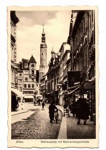 Ak Rathausplatz mit Reichenbergerstraße Zittau