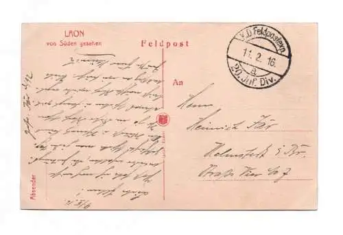 Ak Laon von Süden gesehen 1916 Feldpostkarte