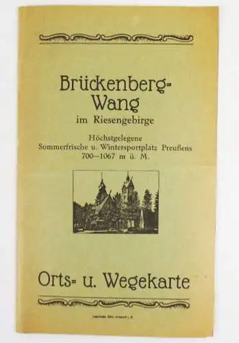 Orts und Wegekarte Brückenberg Wang im Riesengebirge um 1930