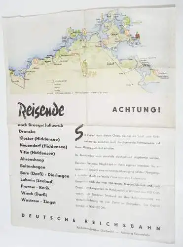 DDR Plakat Deutsche Reichsbahn Greifswald Stralsund Rügen Juliusruh 1960er