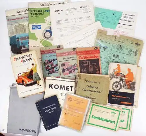 Konvolut Kfz Literatur Bücher Oldtimer Papiere