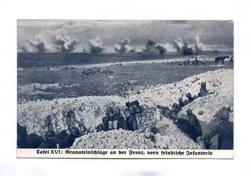 Feldpost Ak Granateinschläge an der Front vorn feindliche Infanterie
