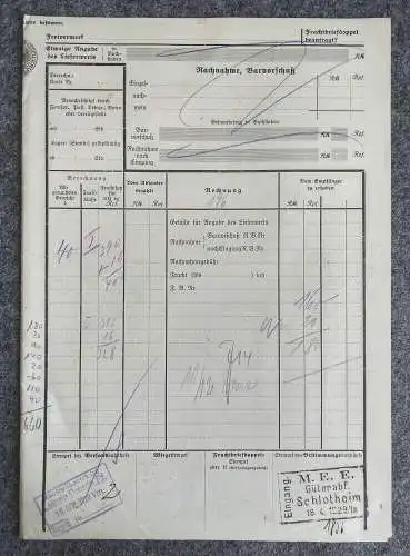 Frachtbrief Leipzig Feinkostfabrik nach Schlotheim 1929